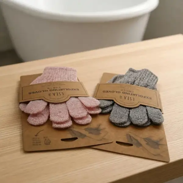 Simple Exfoliating Glove - Pink/Gray